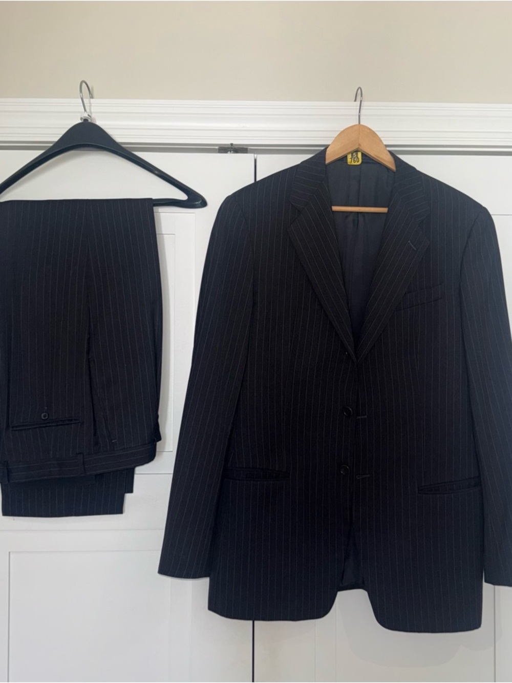 Armani Collezioni Black Pinstripe Two-Piece Suit